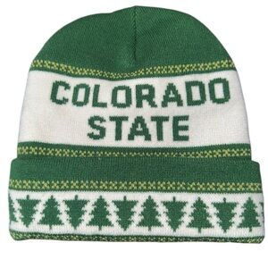 Green and White Colorado State Beanie